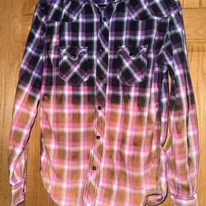 Flannel Arizona ombré dyed purple pink western button down shirt small women’s